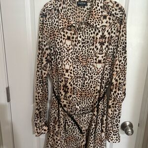 Bebe Animal Print Long Sleeve Dress